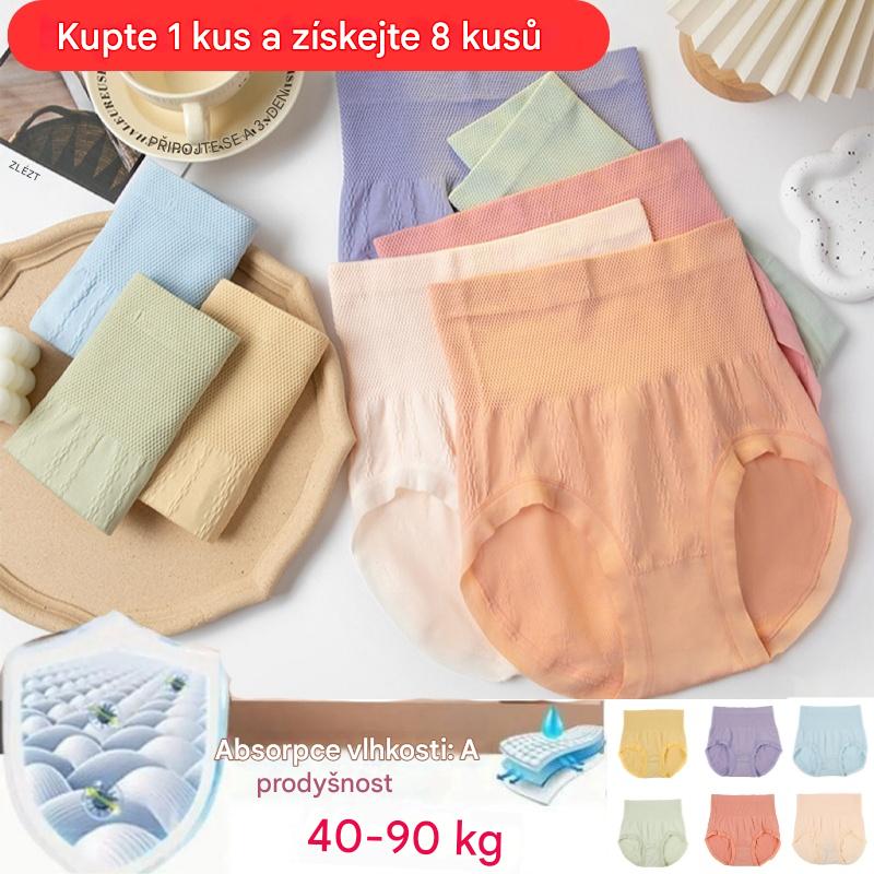 🔥✨【Balení 8 kusů】【Sleva 50 %】Antibakteriální spodní prádlo s vysokým pasem a regulací bříška, měkké a pohodlné