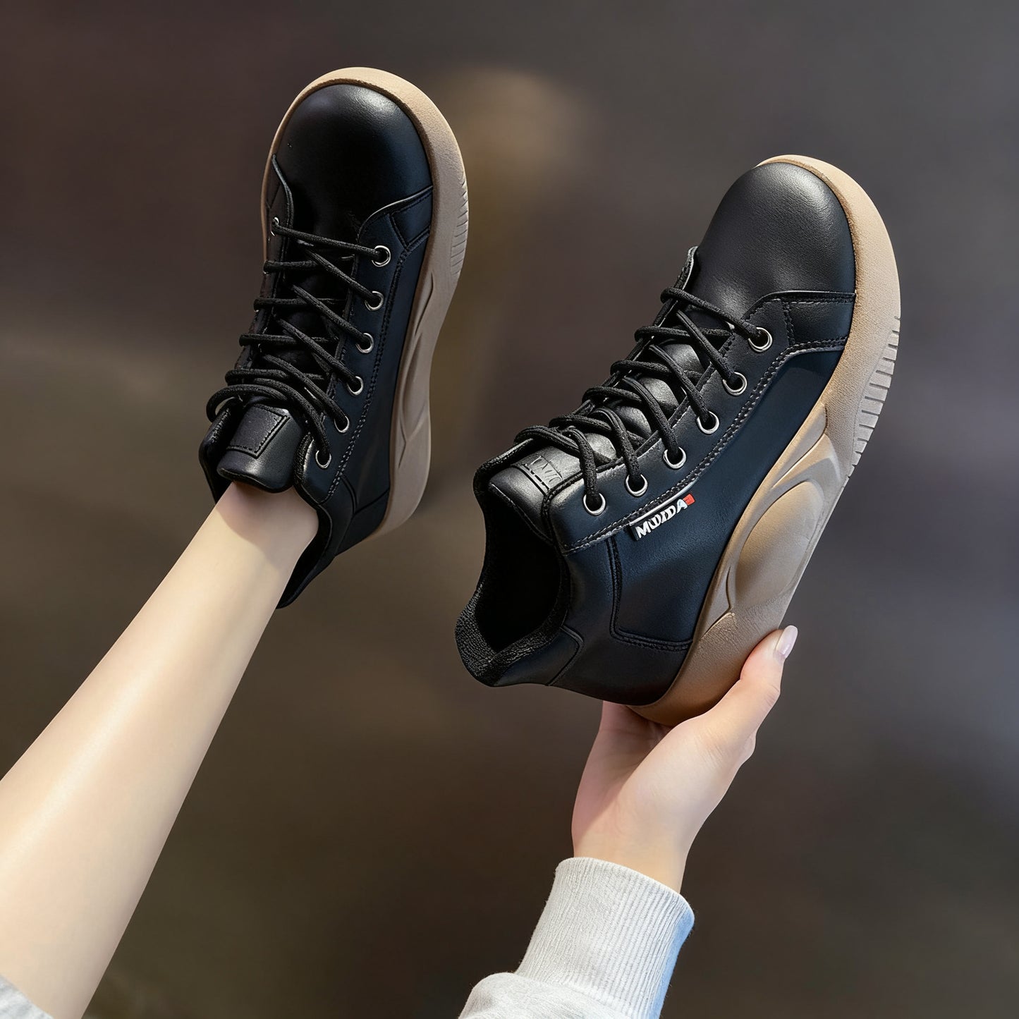 【35-43】Bujane buty w stylu retro z grubą podeszwą ze skóry bydlęcej w nowym stylu, modne, wszechstronne buty codzienne