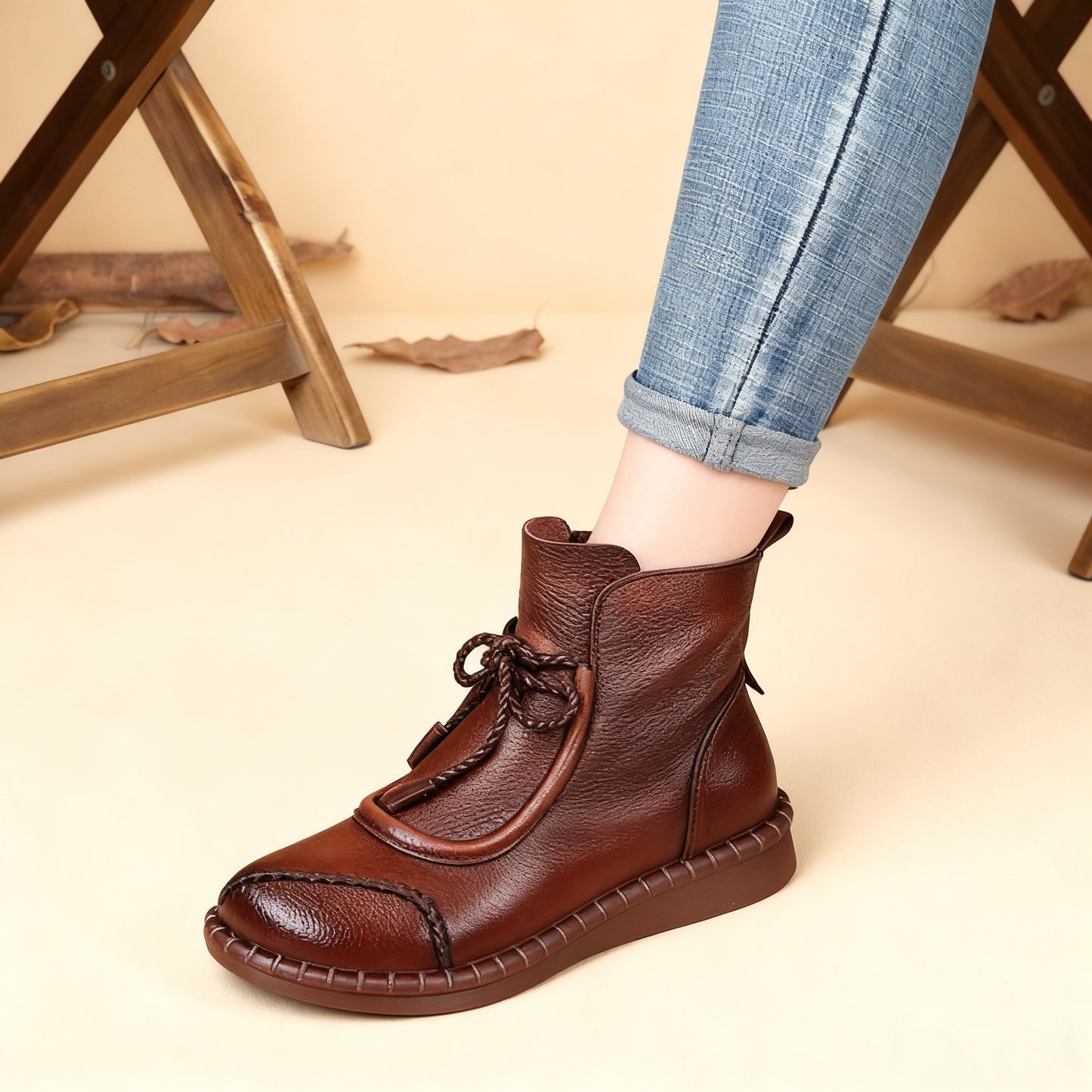 🔥✨【35-40】🌷👢2025 Wczesna jesień Nowość Przedsprzedaż🎉 Damskie buty vintage z miękkiej skóry