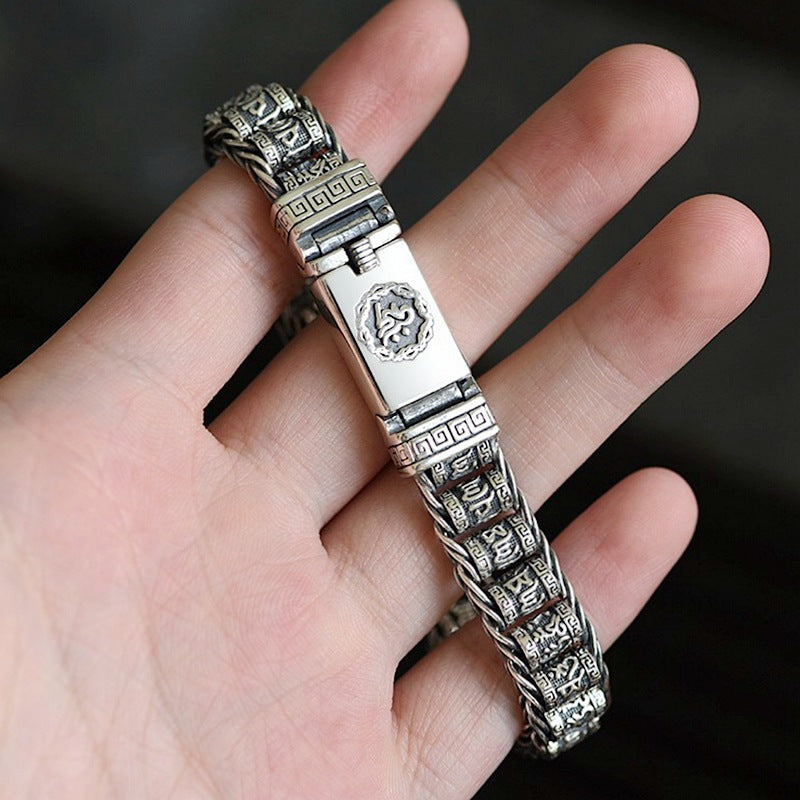 🔥Pánský náramek s kroucenými korálky ze sterlingového stříbra S925