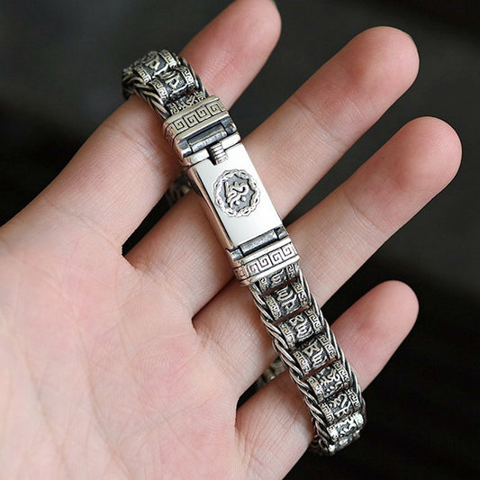 🔥Pánský náramek s kroucenými korálky ze sterlingového stříbra S925