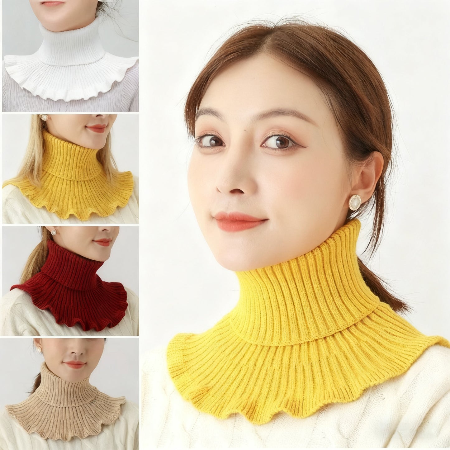 💖【5/10 za】Zimowy szalik dzianinowy na szyję – Damski szalik odporny na zimno z efektownym kołnierzykiem