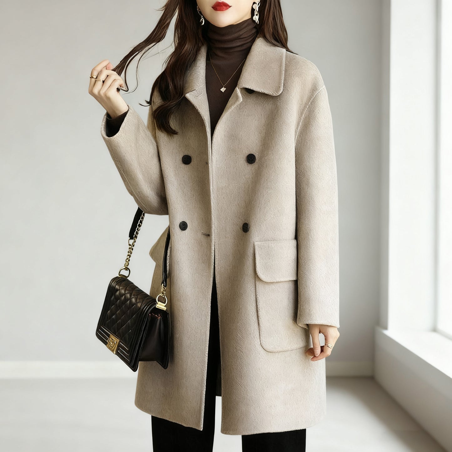 🔥nowa jesienno-zimowa wysokiej jakości dwuwarstwowa kaszmirowa kurtka