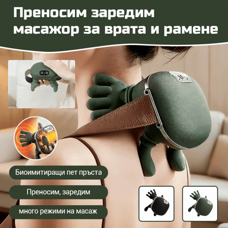 💆‍♀️Нова версия на преносим масажор за врата и раменете с акумулаторна батерия и голям капацитет.