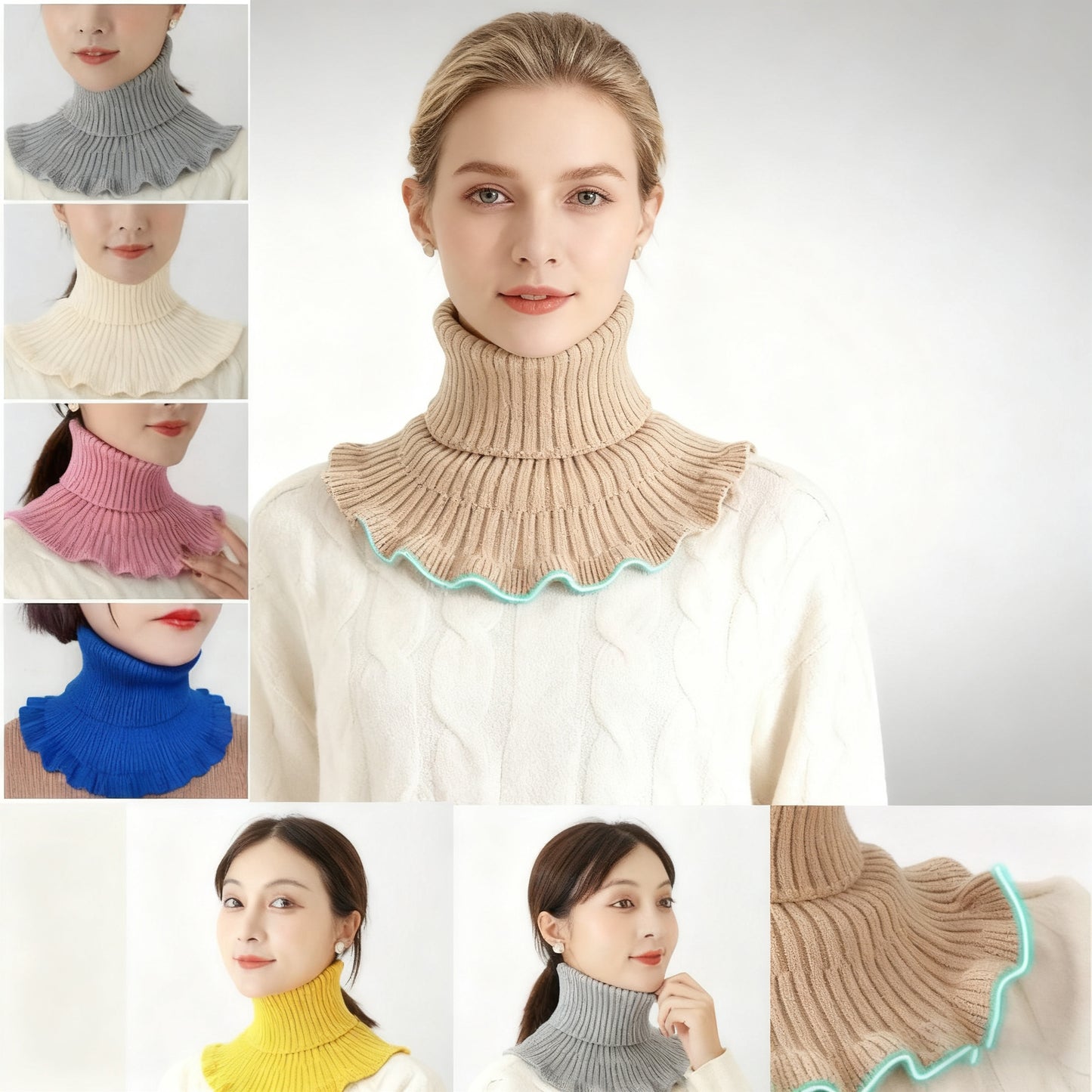 💖【5/10 za】Zimowy szalik dzianinowy na szyję – Damski szalik odporny na zimno z efektownym kołnierzykiem